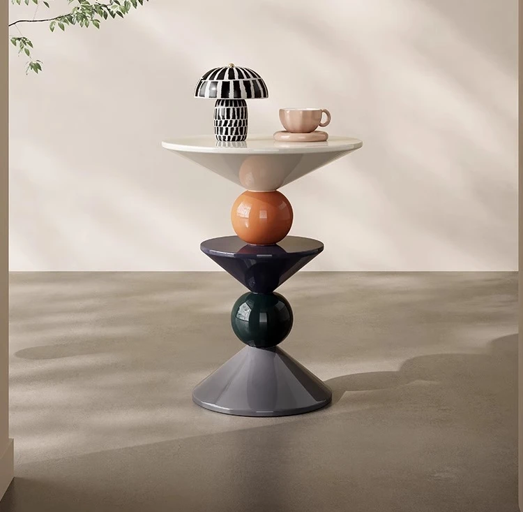 

Household living room Italian light luxury corner few simple round Nordic cream wind round edge few