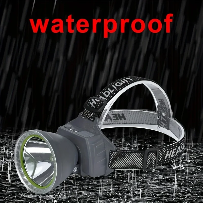 LED Rechargeable Headlamp Bright Spotlight Flashlight Waterproof 90°Angle Adjustable Headlight for Outdoor Camping Fishing