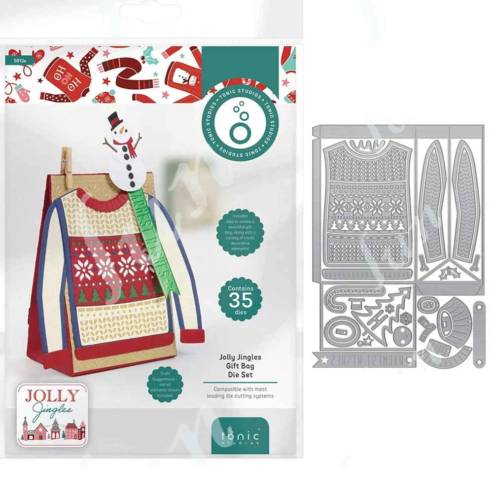 

Jolly Jingles Gift Box Bag Die Set Metal Cutting Dies Stencils for DIY Scrapbooking Photo Album Decoration Embossing Paper Cards