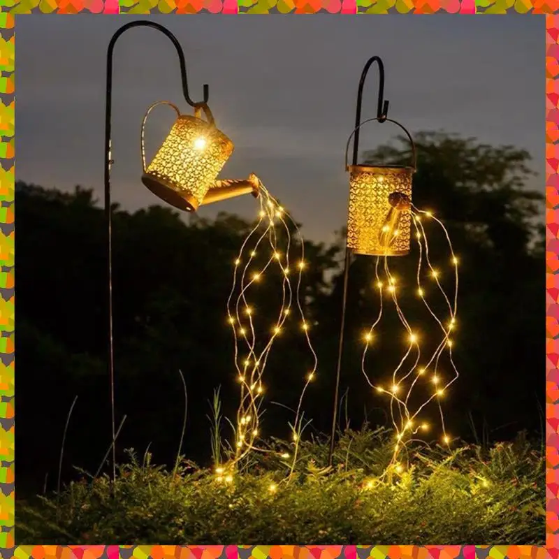 

Promotion! Solar Watering Pot Lights Vintage Metal Kettle Light String Waterproof LED Fairy Lights Solar Garden Outdoor