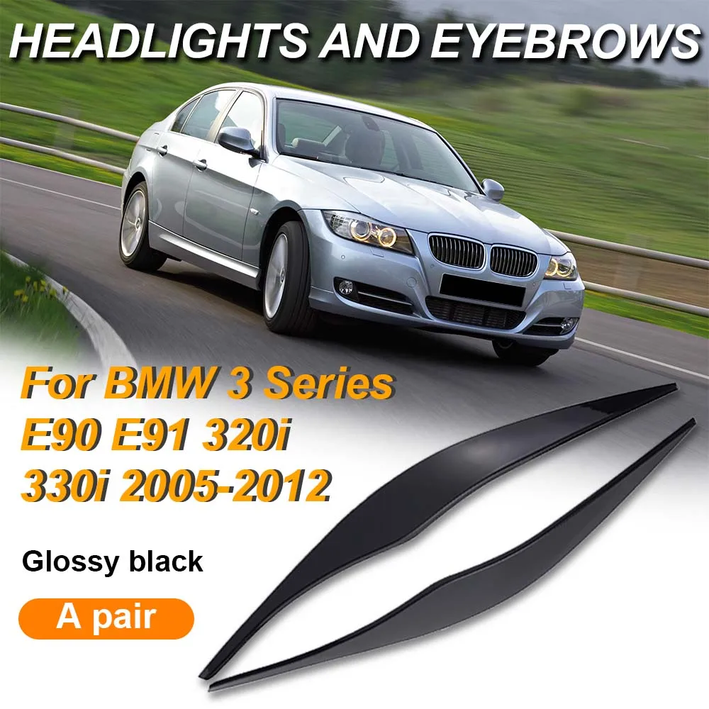 

ABS Headlight Front Headlight Cover Garnish Strip Eyebrow Cover Trim Sticker For BMW 3-Series E90 E91 320i 330i 2005-2012
