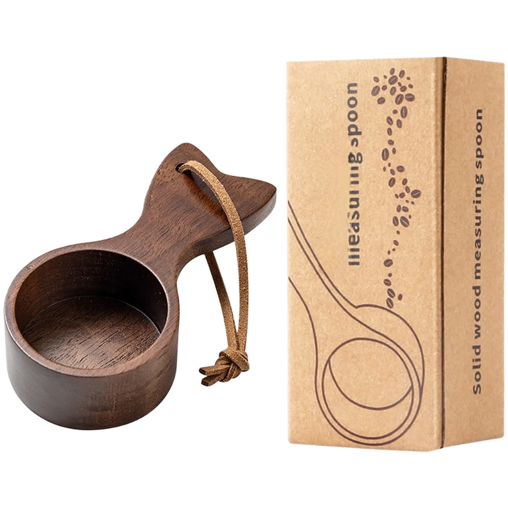 Compact Design Coffee Measuring Spoon Kitchen Tool Leather Hanging Strap Robust Material Smooth Edges Space-Saving Storage