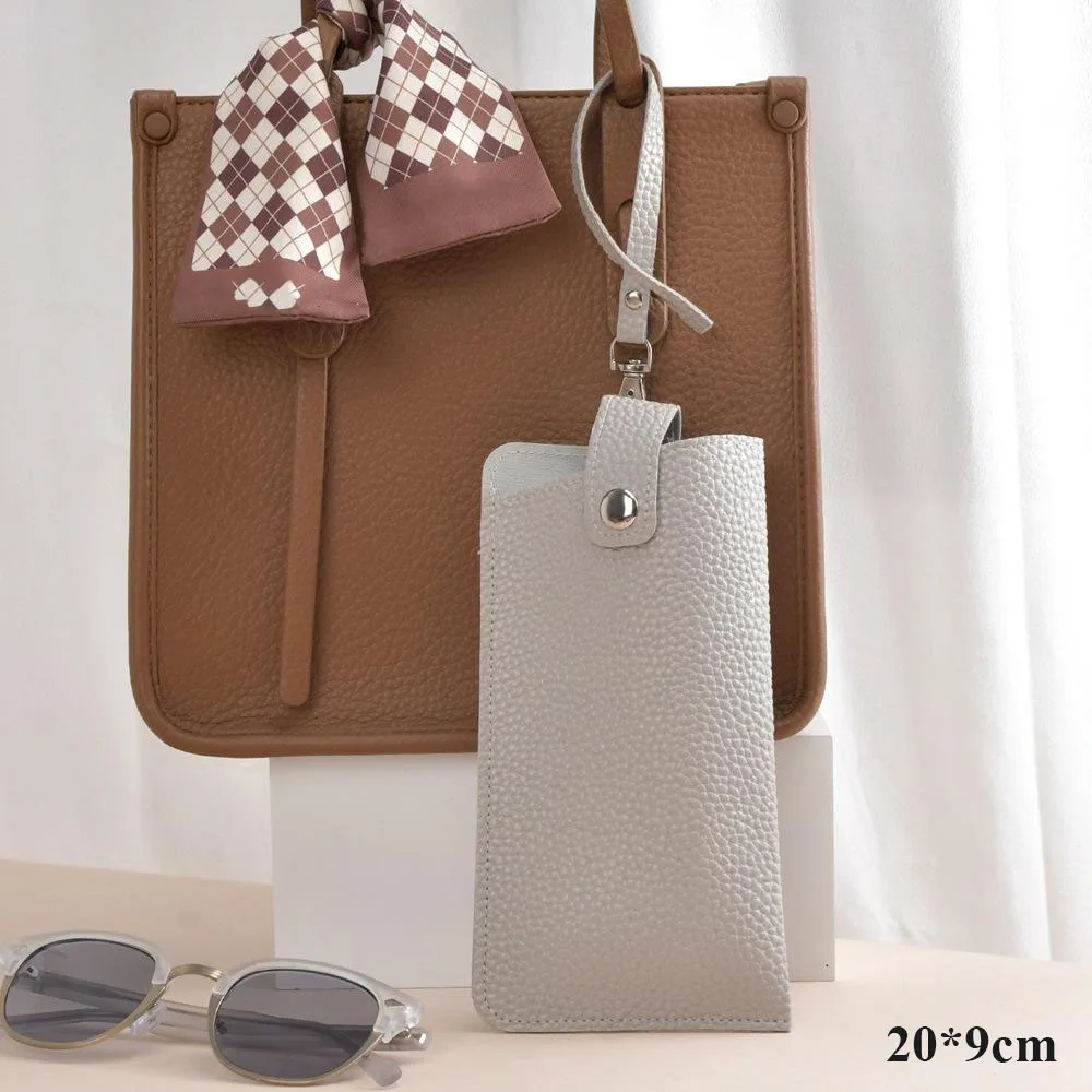 Weiche Lychee Muster PU Leder Gläser Tasche Retro Sonnenbrille Fall Tragbare Myopie Rahmen Fall Einfache Brillen Brillen Lagerung