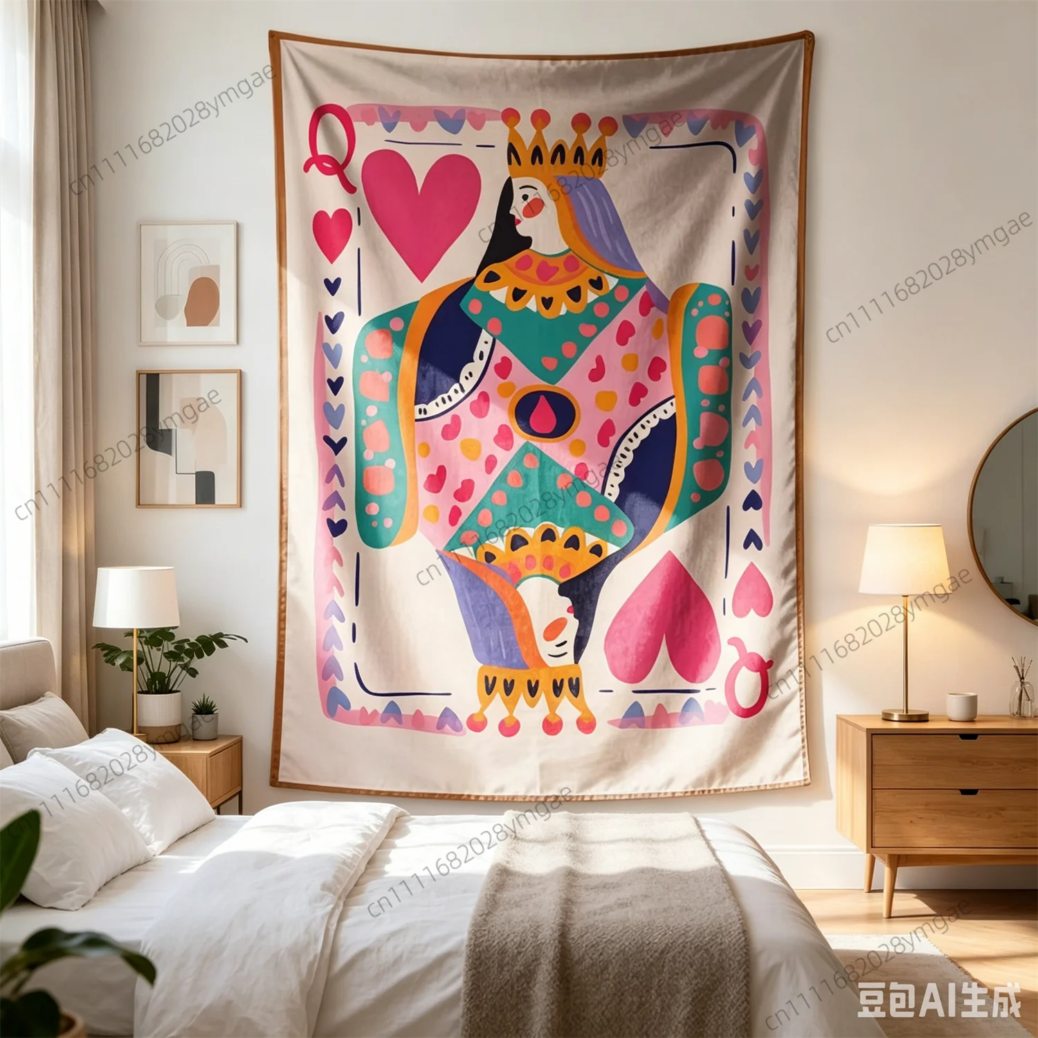 Unique Anime Wall Tapestries Queen of Hearts Cool Hippie Tapestry Aesthetic Dorm Background Cloth Bedroom Flags Decoration Items