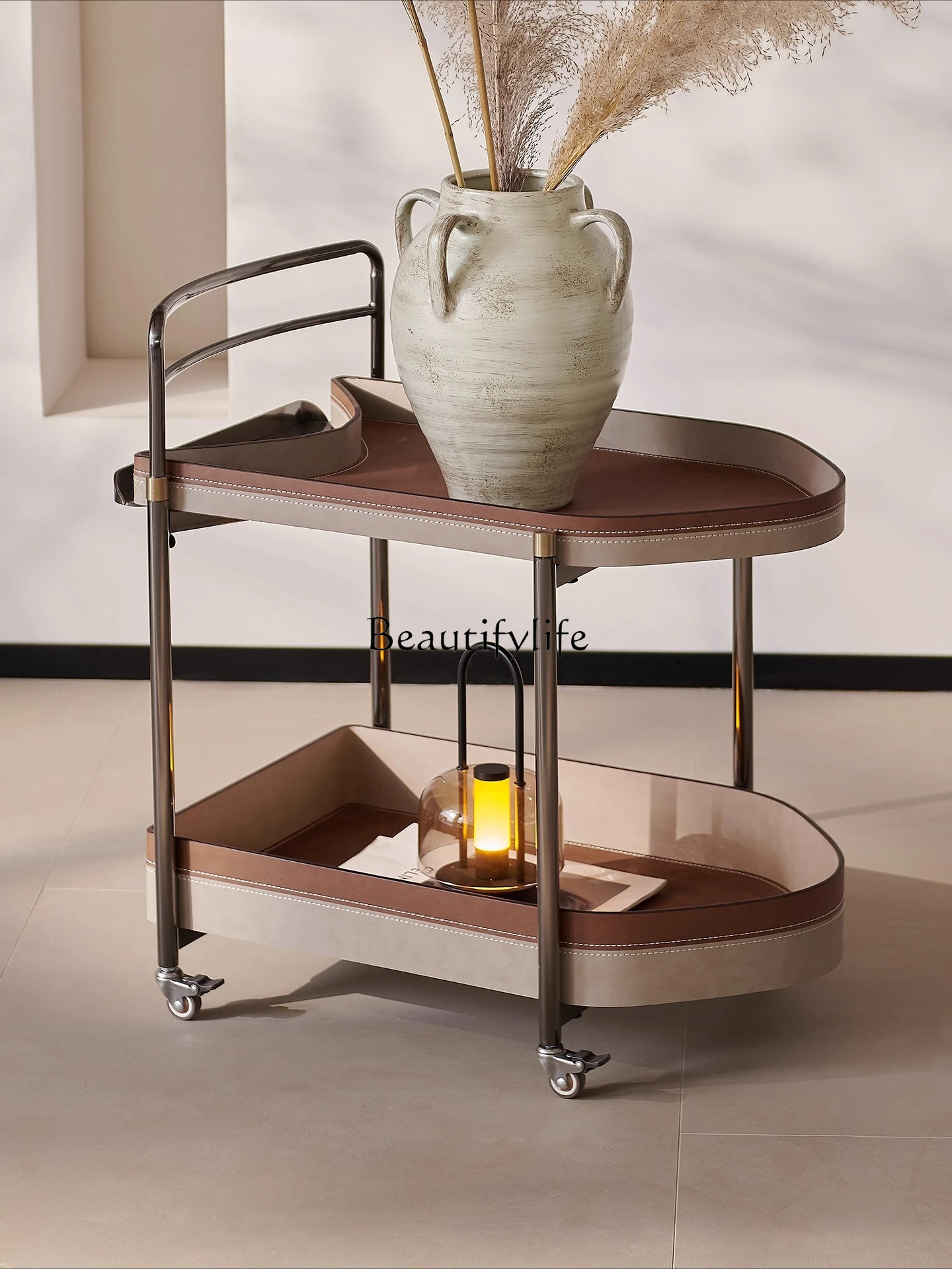 

Light Luxury Style Small Cart, Movable Large Capacity Dual-use High-end Side Table, Simple Design
