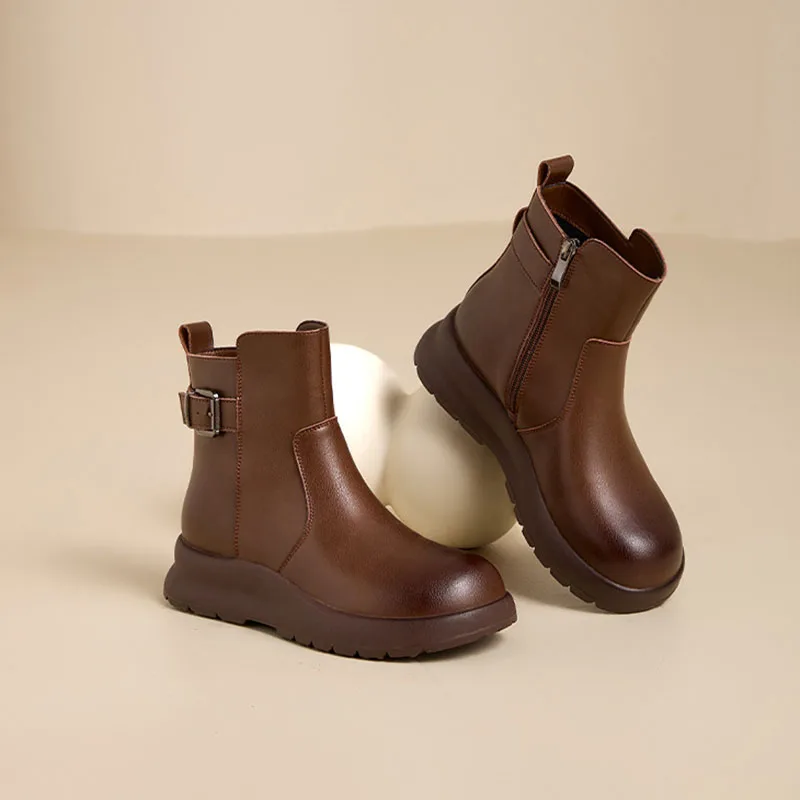 

XMWRLW 2025 Autumn Winter Women Ankle Boots Genuine Leather Women Winter Warm Plush Shoes Ankle Boot Woman Rubber Sole Shoes