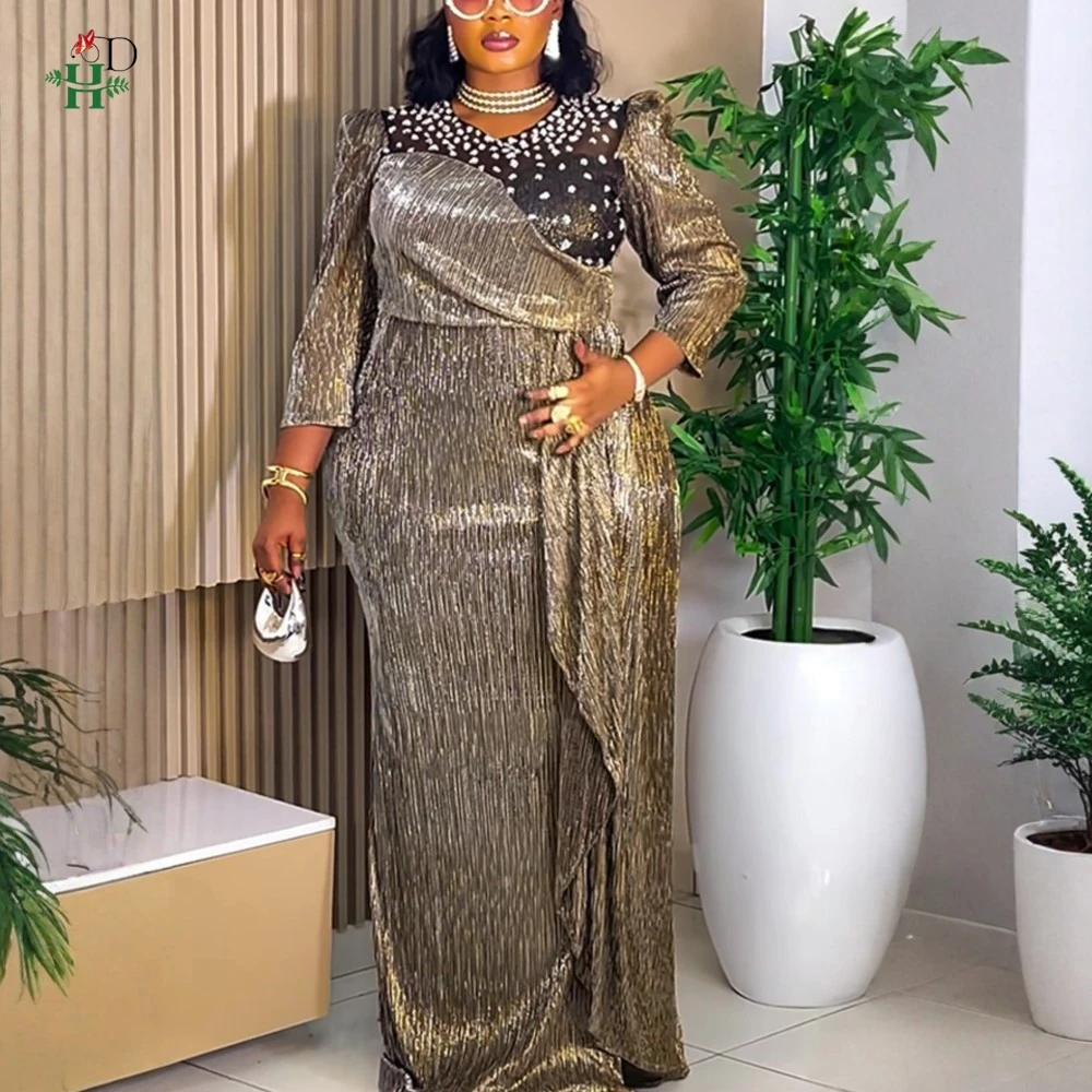 H & D 2025 عيد الميلاد موضة فساتين الحفلات الأفريقية للنساء دبي أنقرة الزفاف ثوب مسائي حجم كبير فستان ماكسي تركيا أنيق #3