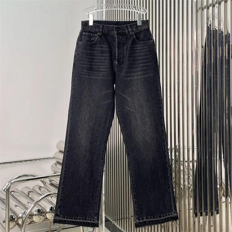 

Женские джинсы 2026, весенние новые облегающие брюки с высокой талией, прямые брюки, женские брюки из чистого хлопка с кисточками, джинсовые брюки y2k