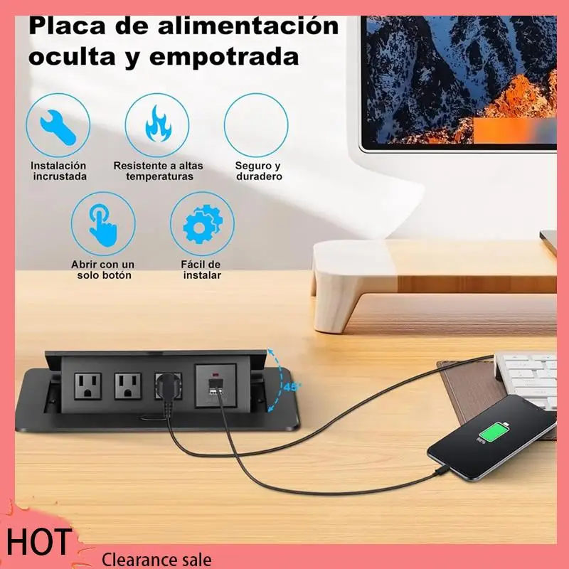 

A88Z Встроенный удлинитель-разъем 125V15A Настольная розетка Многофункциональная встроенная настольная розетка из алюминиевого сплава