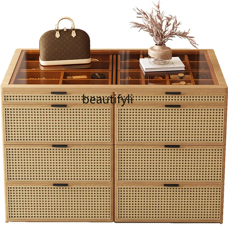 Log Zhongdao Cabinet Cloakroom New Rattan Zhongdao Table Bedroom Light Luxury Storage Locker