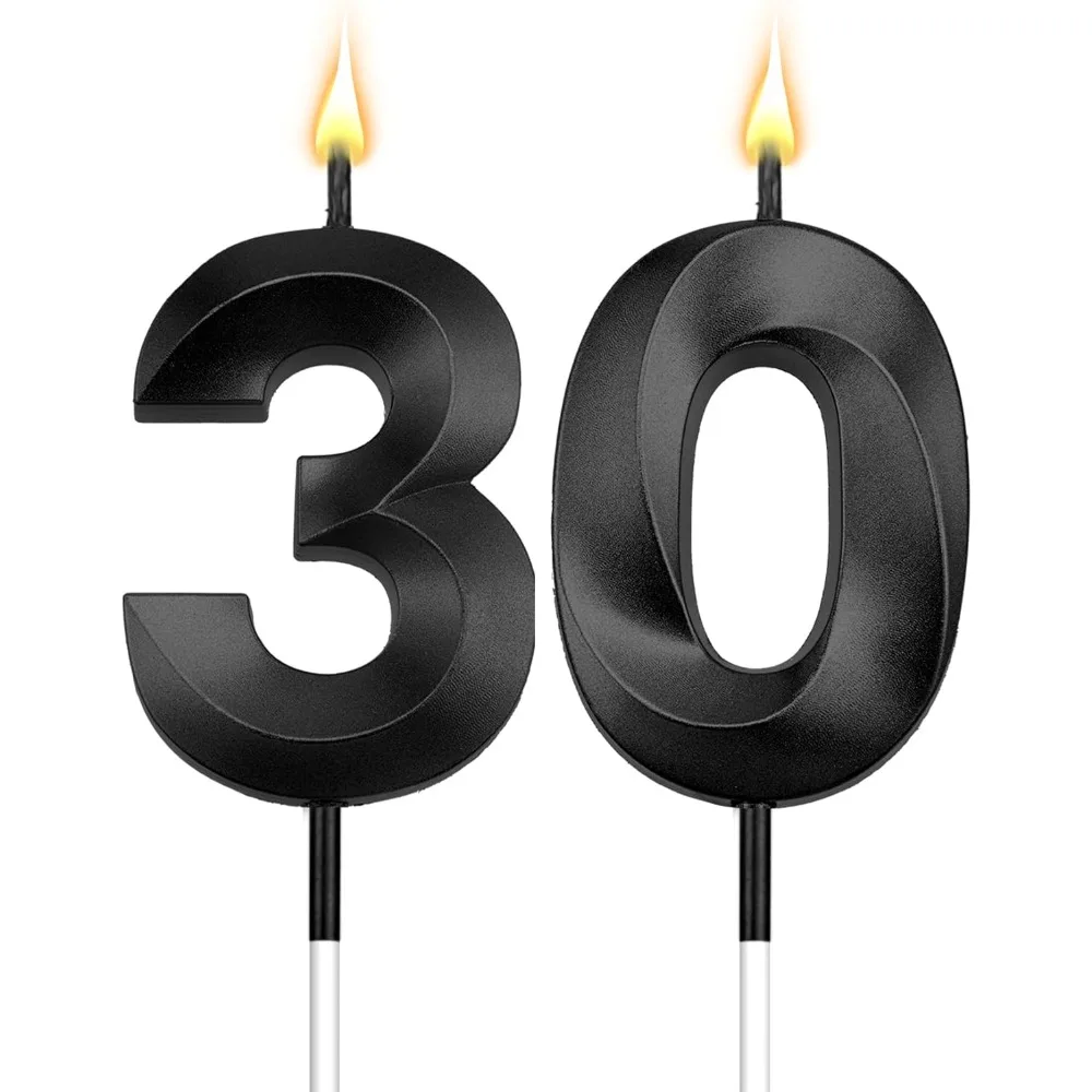 Velas de cumpleaños negras para pastel 30 velas 30 velas de cumpleaños 30 velas para pasteles de cumpleaños
