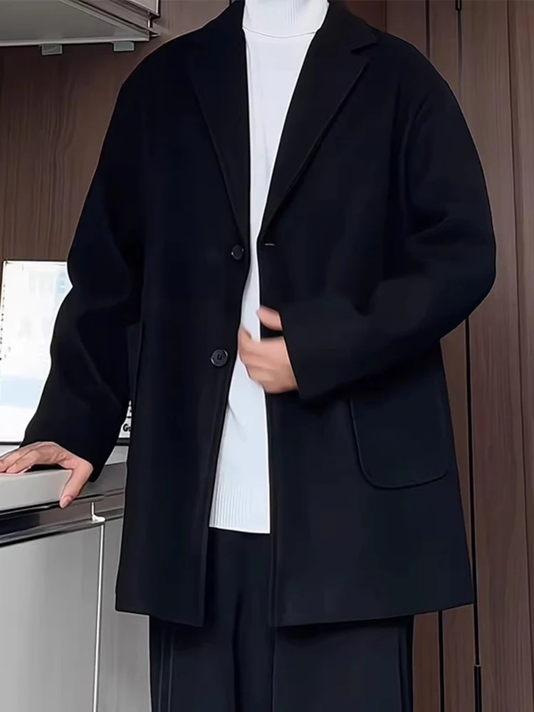 

Briti Sle Thiened ort Woolen Coat for Men Bla Suit Jaet High End Feeling Korean Sle Faionable Brand Youthful ...