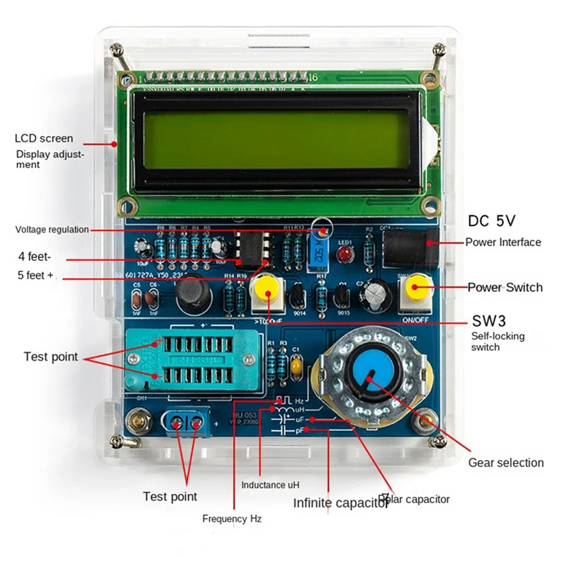 Capacitance And Inductance Meter Frequency Measurement DIY Electronic Kit 51 Monolithic Tester Circuit Board Welding Set