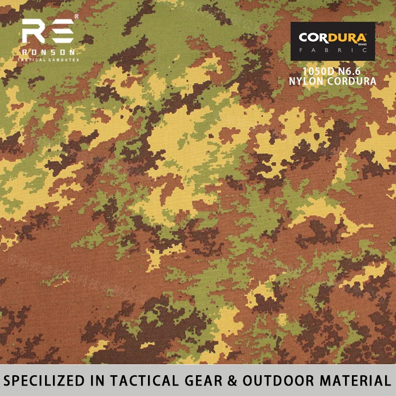 

Italian VEGETATO Pattern Camouflage Printed 1000D N6.6 100% Nylon Cordura Waterproof PU Coated Tactical Gerars Near Infrared