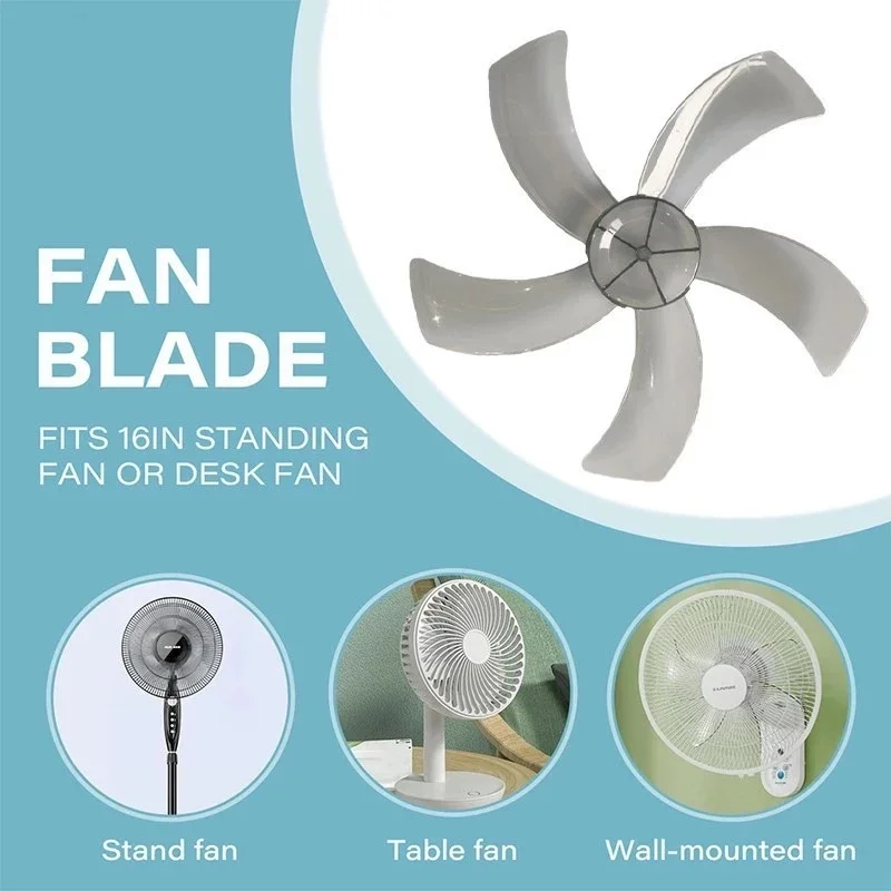 1set Useful 16 Inch Electric Fan Plastic Fan Blade With Nut Cover For Standing Pedestal Table Fan Plastic Fan Blade Replacements