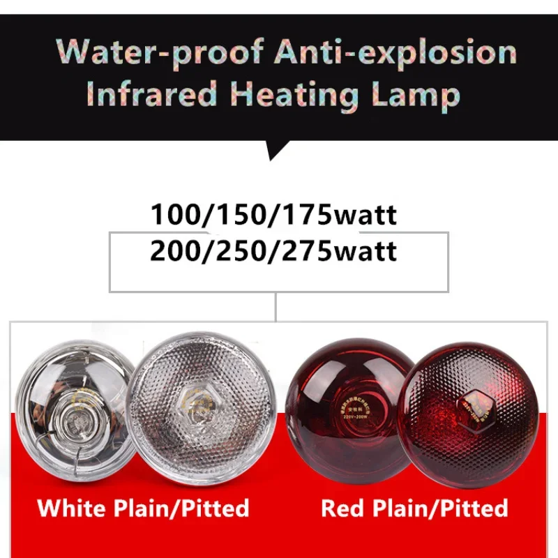 100-275 Watt  220v Waterproof Anti-explosion Livestock Chicks Piglet Heating Lamp Infrared Heat Light Bulb For Poultry Pig House