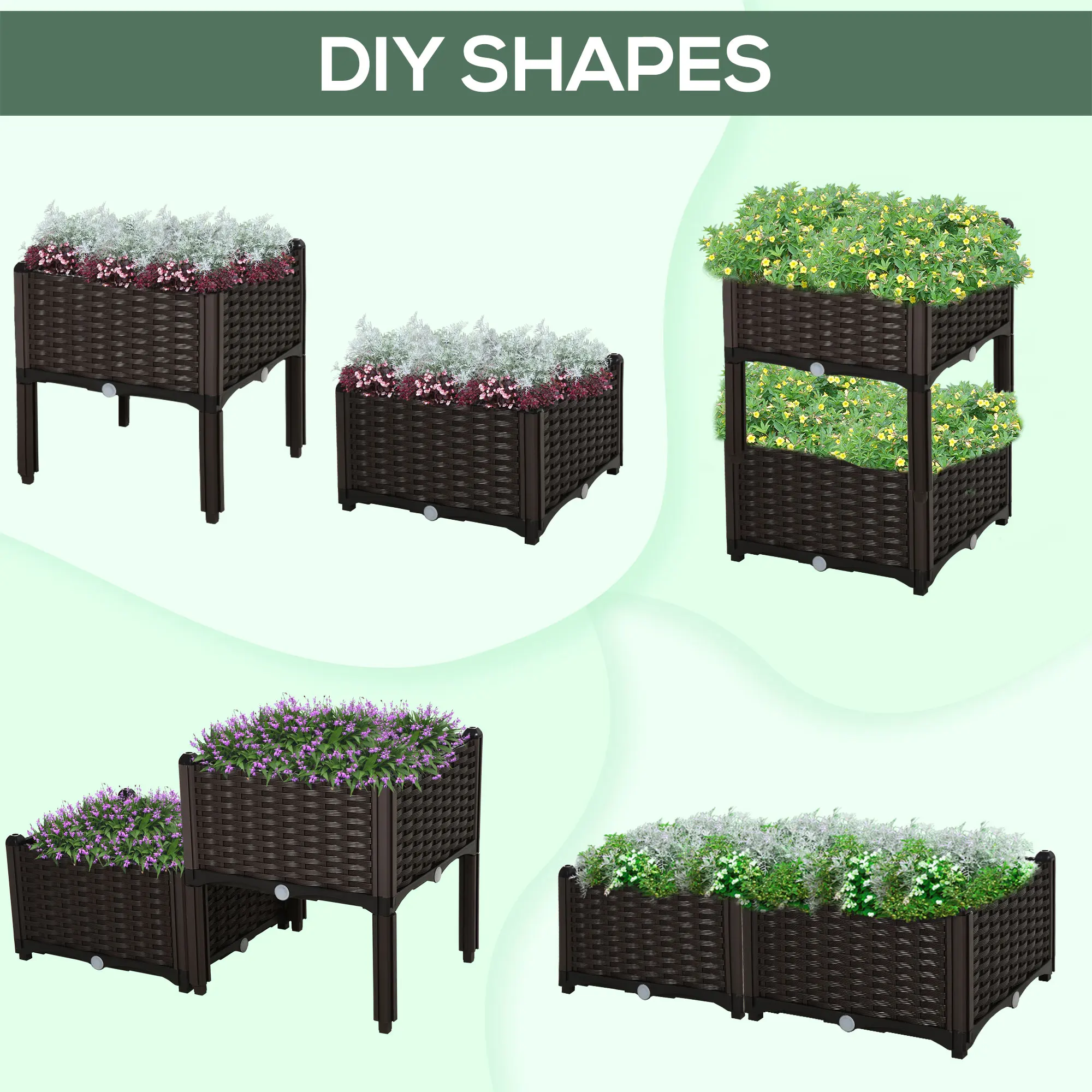 2-piece Raised Flower Bed Vegetable Herb Planter Lightweight image 5