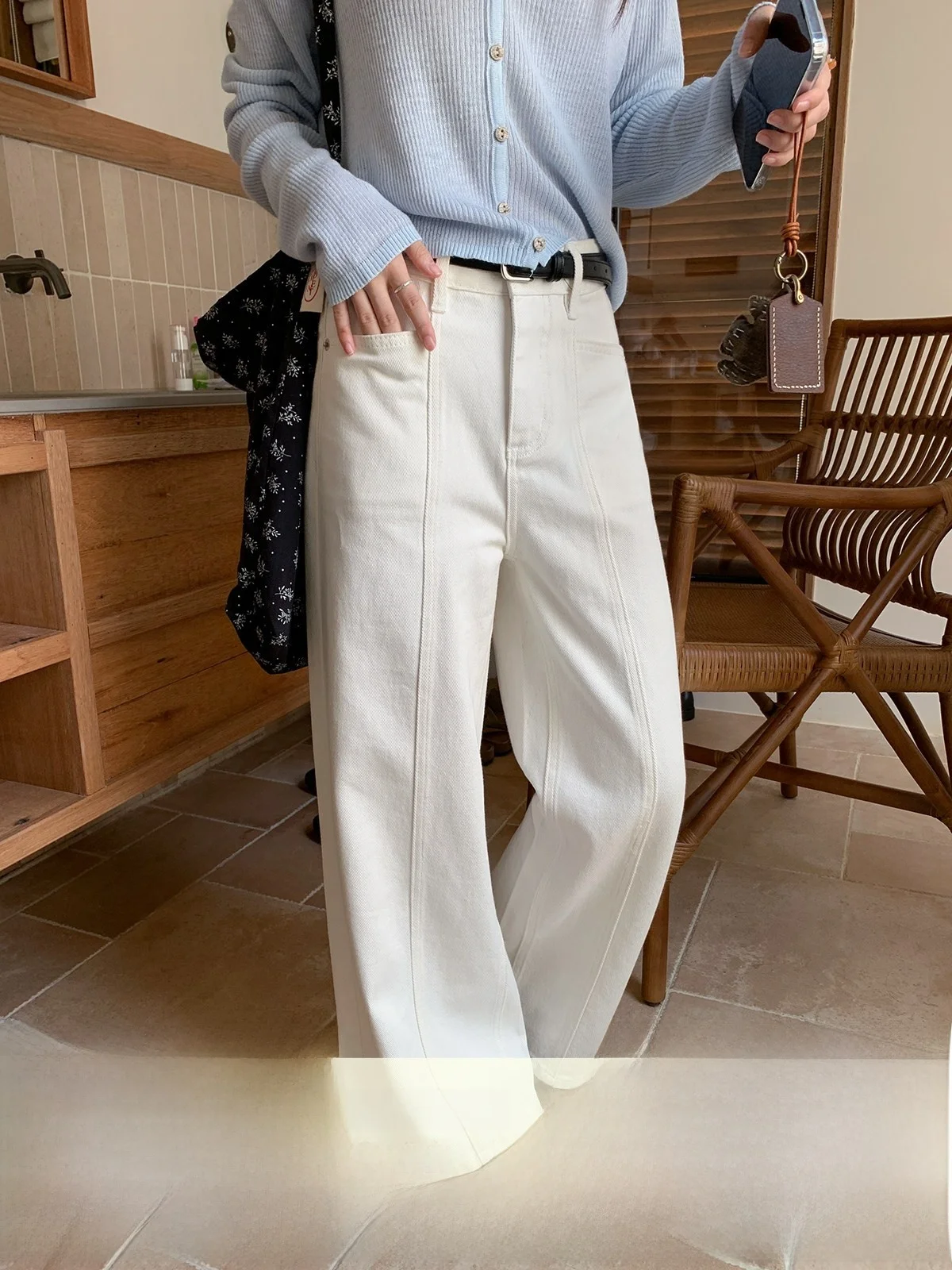 

Женские брюки Sisilyon с высокой талией и широкими штанинами, повседневные, струящиеся, визуально стройнящие, осенние, маленькие размеры, удобные, хлопковые, прямого кроя