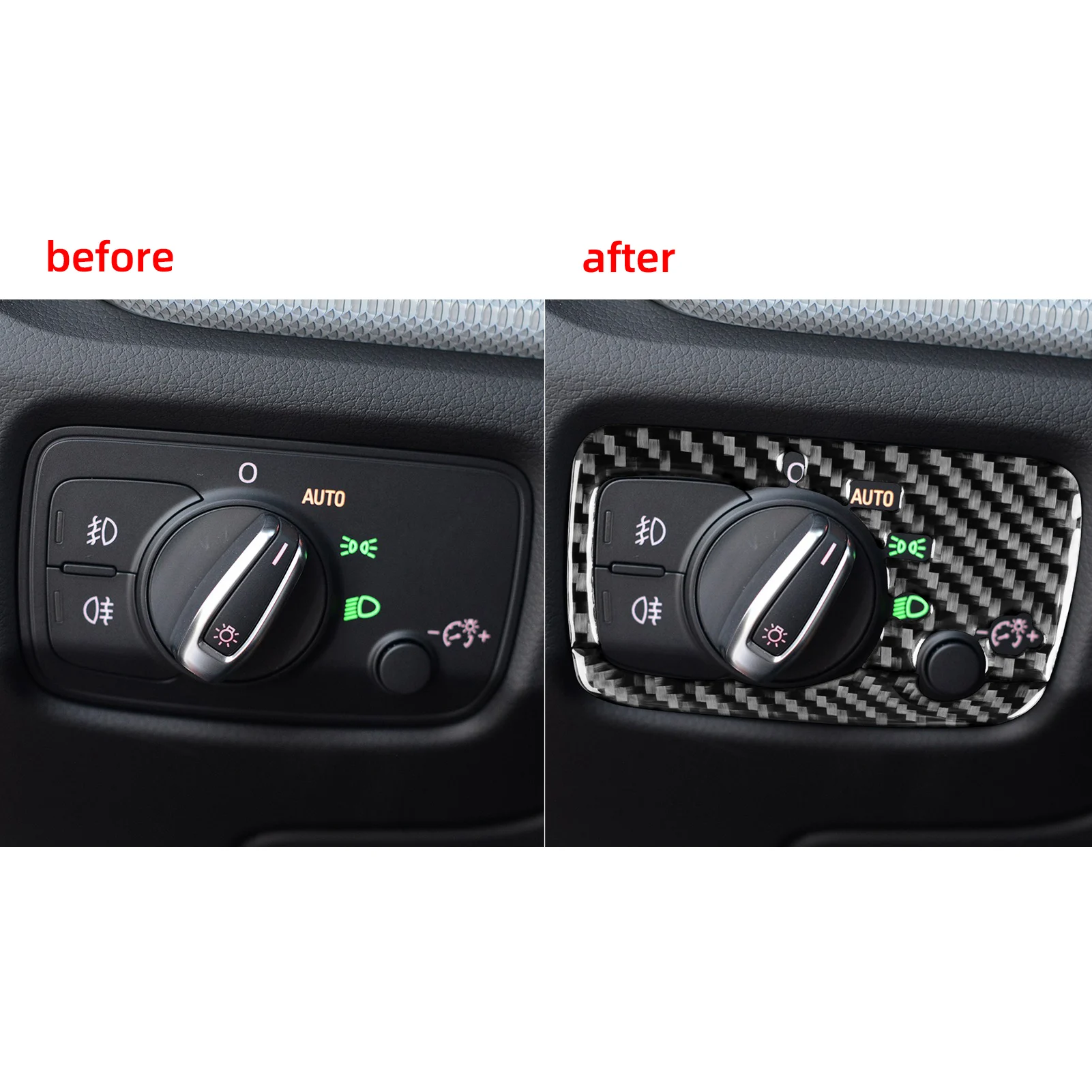 Real Carbon Fiber Car Headlight Switch Trim Frame For Audi A3 S3 RS3 8V 2013 2014 2015 2016 2017 2018 Accessories Styling