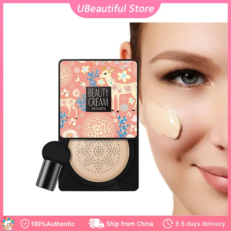 BB Air Cushion Foundation Mushroom Head CC Cream Concealer Whitening Makeup Cosmetic Waterproof Brighten Face Base Tone