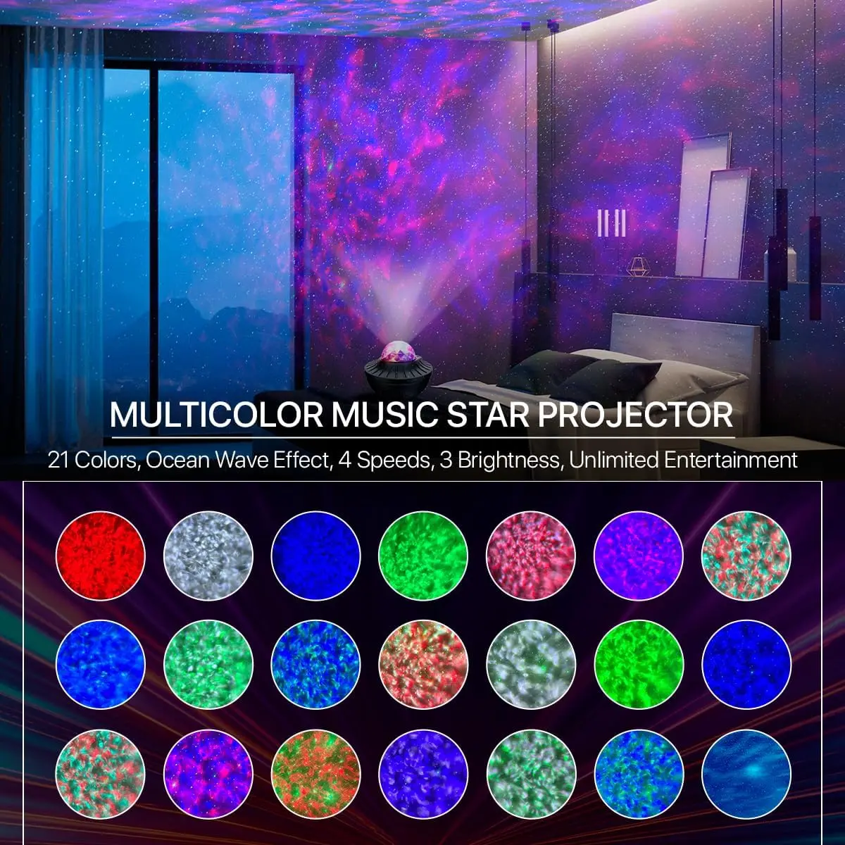 Star Projector Night Light With Remote Control Bluetooth LED Sky Projector Lamp For Bedroom Living Room Home Theater Party Decor