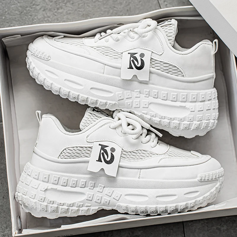 

Мужские сетчатые кроссовки, летние удобные дышащие повседневные туфли на платформе, 2025 г., мужская дизайнерская уличная прогулочная обувь Tenis Masculino