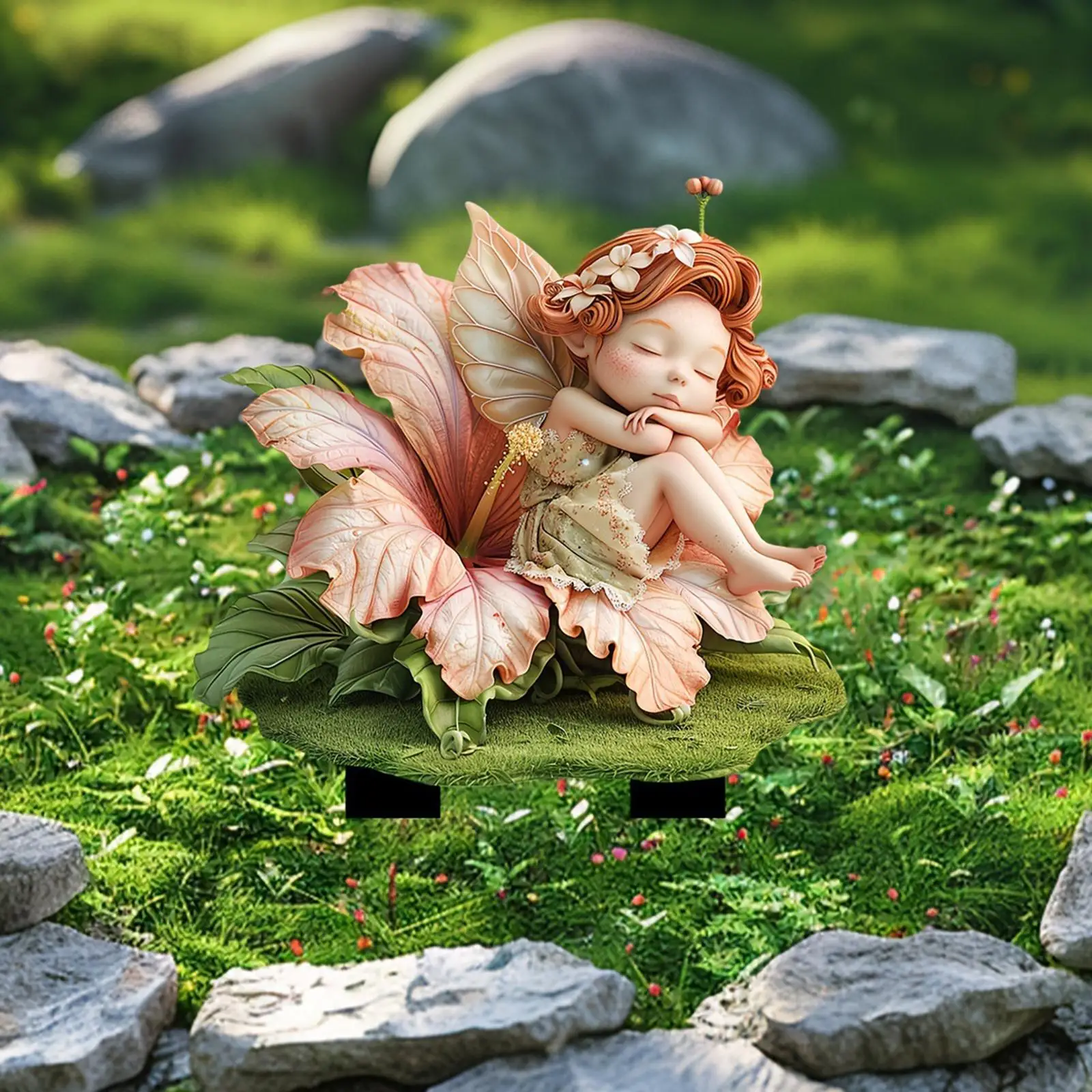 Flower Fairy Decorative Garden Stake 2D Lawn Ornament Potted Plant Decor for Indoor Outdoor Landscape Bonsai Lawn Pathway