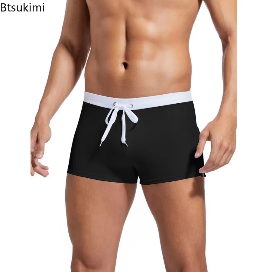2025 صيف جديد بلون رجالي جذوع الملاكم السباحة موضة الجيب الخلفي تصميم بناطيل الشواطئ تنفس شورتات للبحر للرجال #5