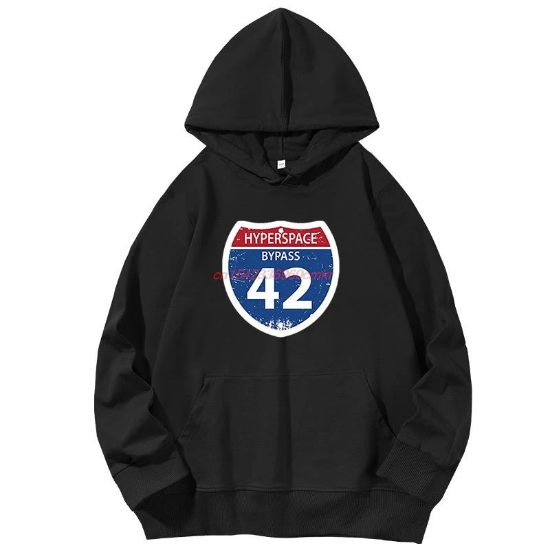 Hitchhikers Guide To The Galaxy Bypass 42 Hyperspace Douglas Adams Cotton Essentials Hoodie Spring Autumn Harajuku Men Clothing