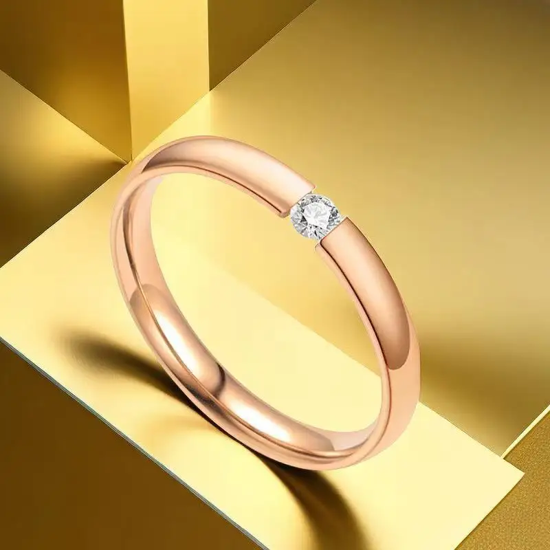 2025 موضة بسيطة سيدة 2 مللي متر الفولاذ المقاوم للصدأ مكعب زركونيا رقيقة للنساء المشاركة الزفاف خواتم سحرية حجم 6/7/8/9/10/11/12