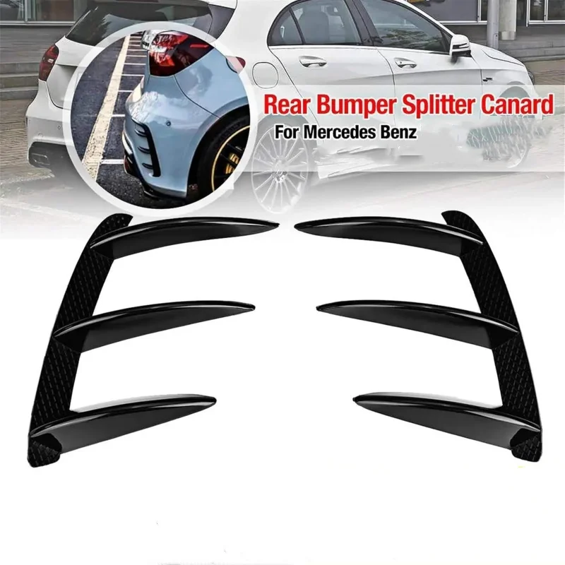 

1Pair Car Rear Bumper Splitter Canard Decorative Kit ForMercedes A Class W176 A200/A250/A45 Rear Bumper Sticker Trim