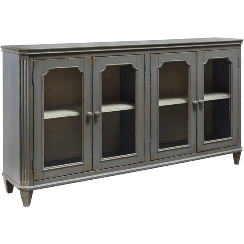 

Kitchen Cabinets Signature Design By Ashley Mirimyn Vintage-Door Accent Cabinet with Mirrored Glass and Adjustable Shelves,