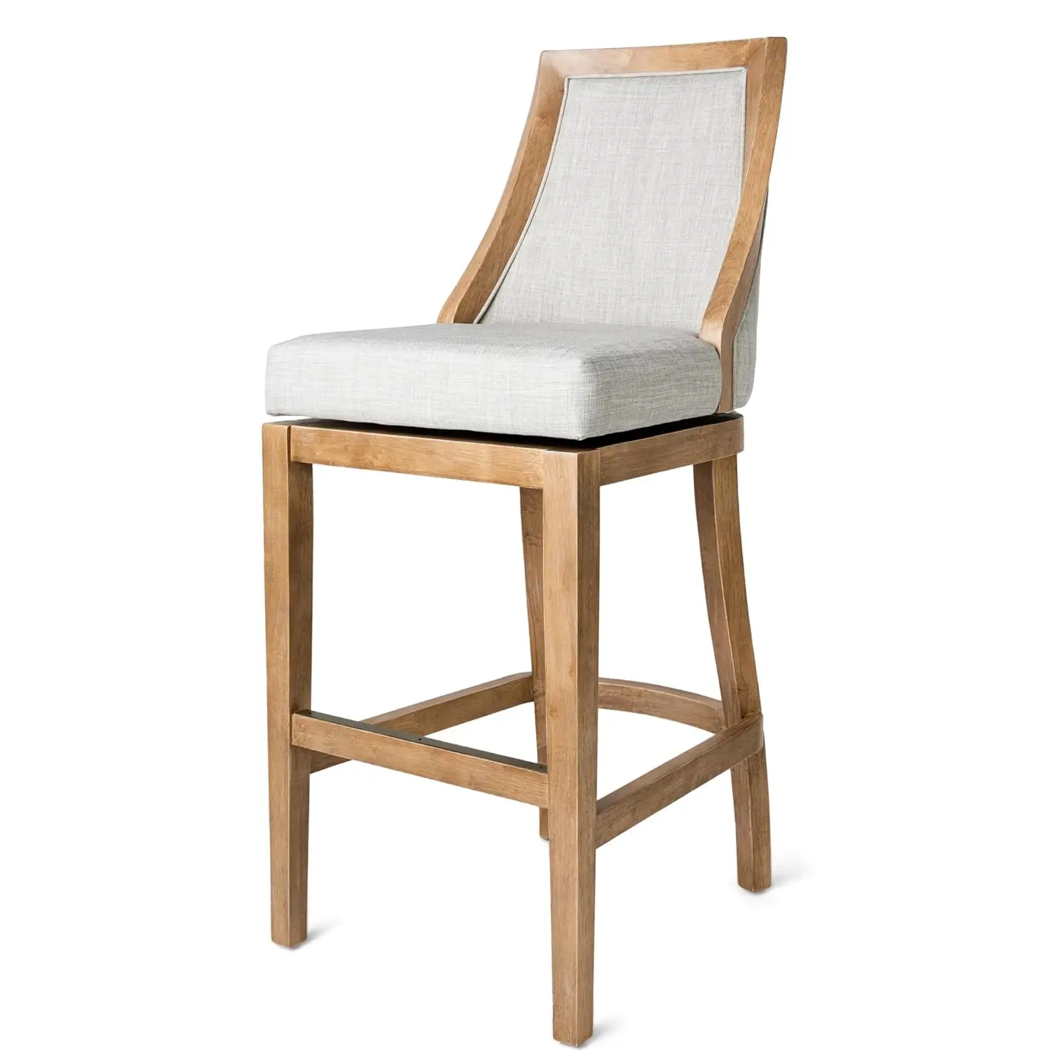 

31in Swivel Bar Stool Wood Frame Fabric Upholstery Footrest Kitchen Counter Pub, Customized