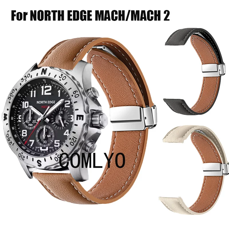 

Для умных часов NORTH EDGE MACH/MACH 2, ремешок из натуральной кожи, складная магнитная пряжка, женский и мужской ремешок