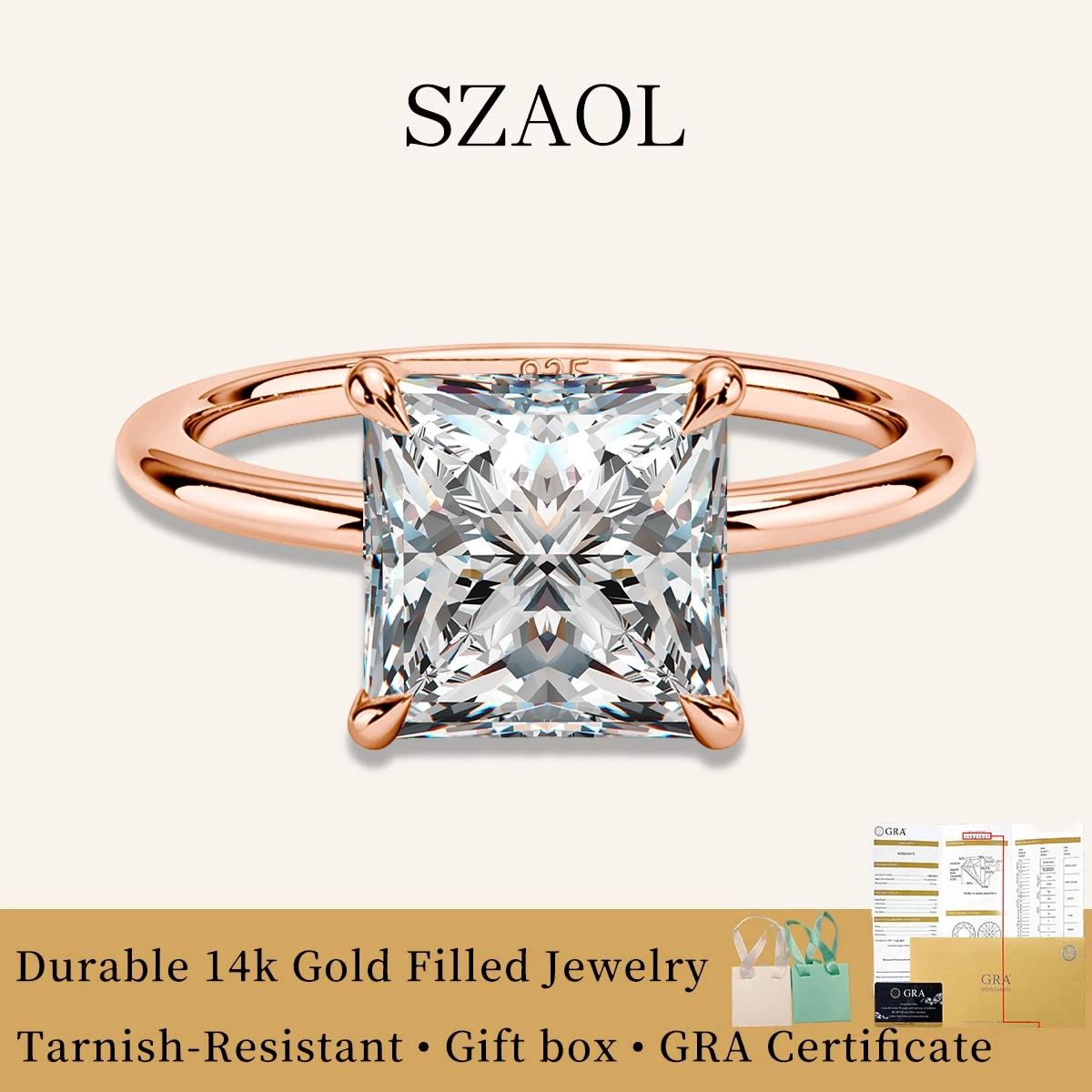 

0.8CT/1.5CT Princess Cut Moissanite Diamond Ring for Women Certified 925 Sterling Silver Engagement Wedding Band GRA Top Quality