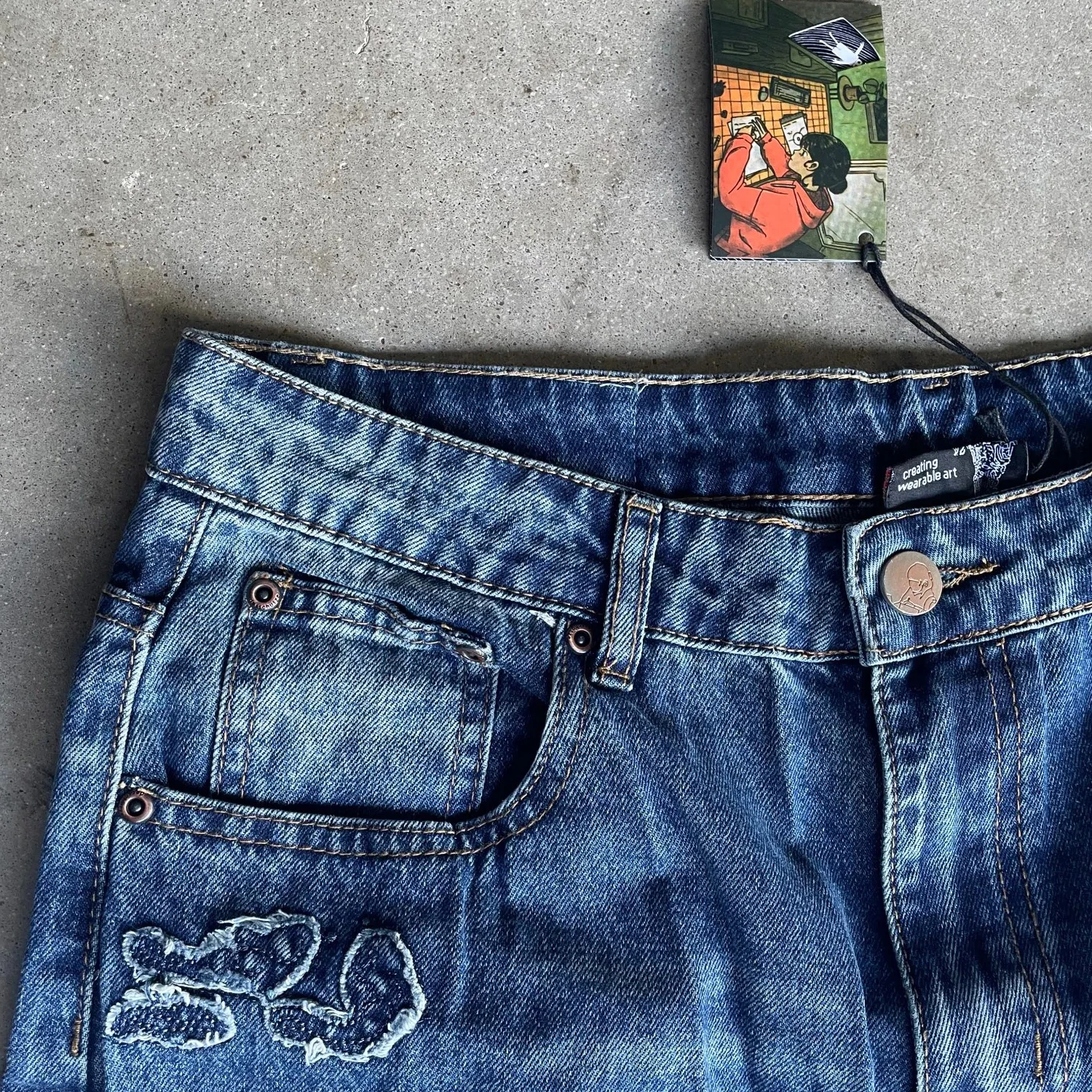 Derschutze Jeans Europa American Street Ricamo Modello Pantaloni in denim Uomo Donna Y2K Harajuku Pantaloni larghi gotici