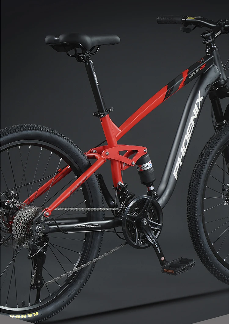 Mountain Bike Soft Tail Dual Shock Absorber, All Terrain Bicycle, 27-Speed Cassette, Mechanical Disc Brakes, 26\