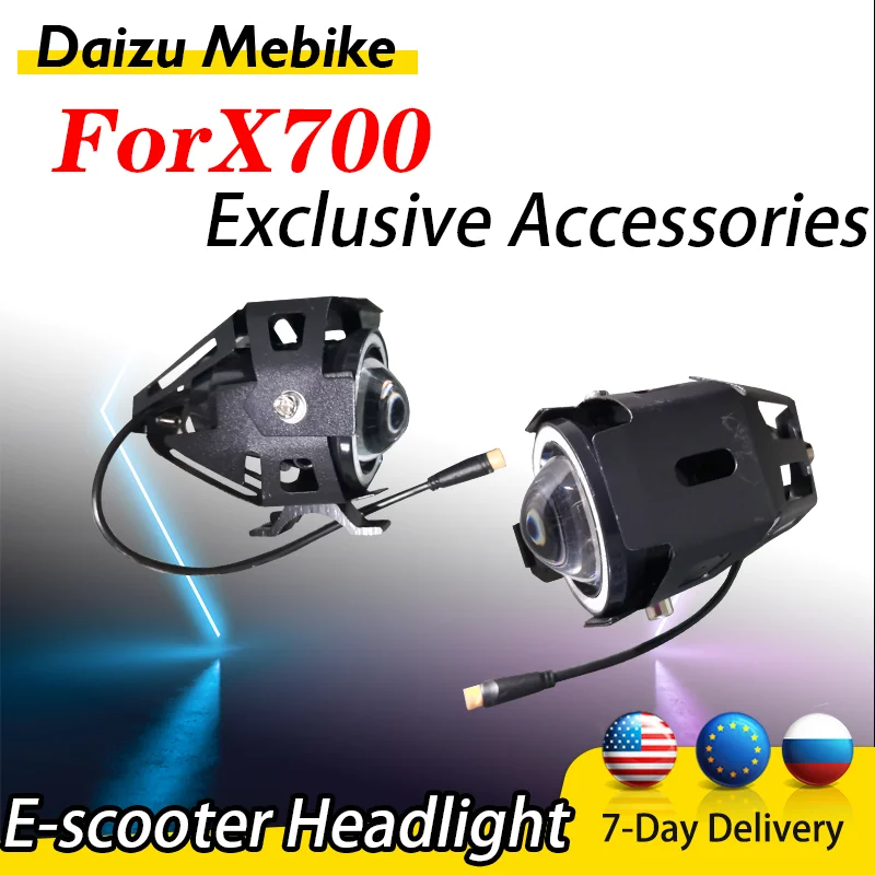 

Electric Scooter Headlight X700 12V LED Big Front Light Eagle Eye Waterproof Aluminum Alloy 60V Scooter Electric