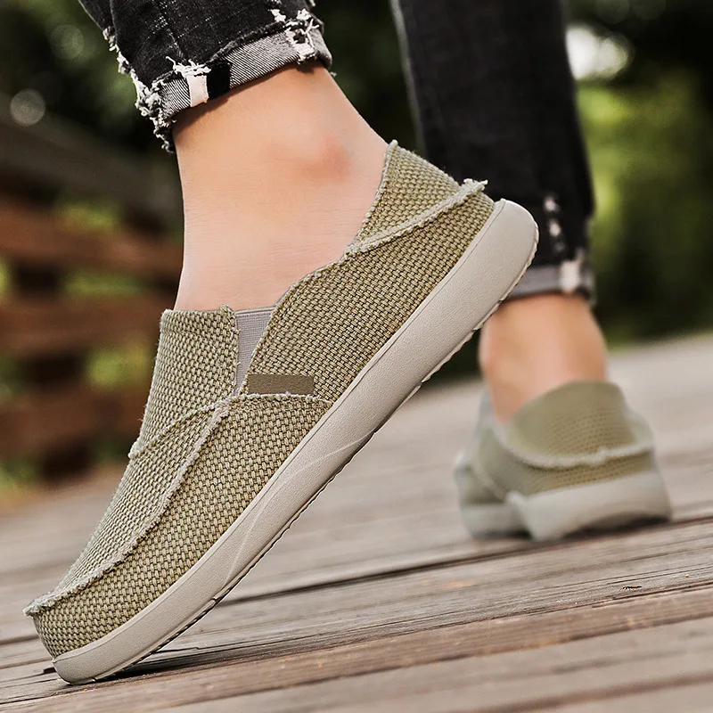 Frühling Sommer prägnante bequeme Freizeit schuhe leichte Herren Segeltuchs chuhe für Männer Slip-On Marke Mode flache Slipper Schuhe