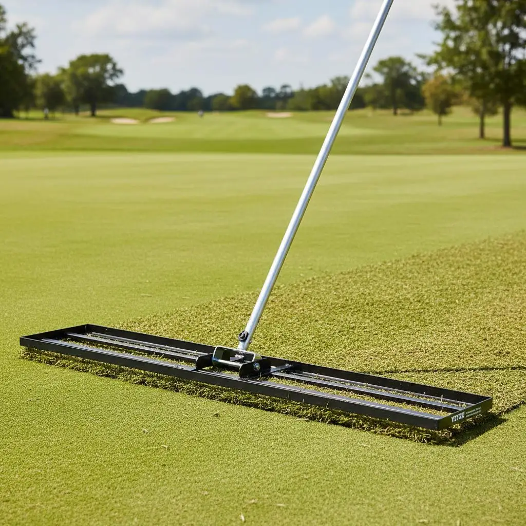 

Ground Flattening Tool 48x10 in For Garden Yard Golf Course, 83.9 in Carbon Steel Handle 2 Heights Adjustable Soil Groomer Pr