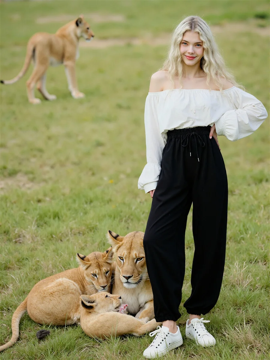 Losse harembroek met trekkoord Katoen Zomer Dames Herfst Ulzzang Mid-taille Werken Kantoor Dame Koreaanse stijl Trendy Chic Eenvoudig Zacht