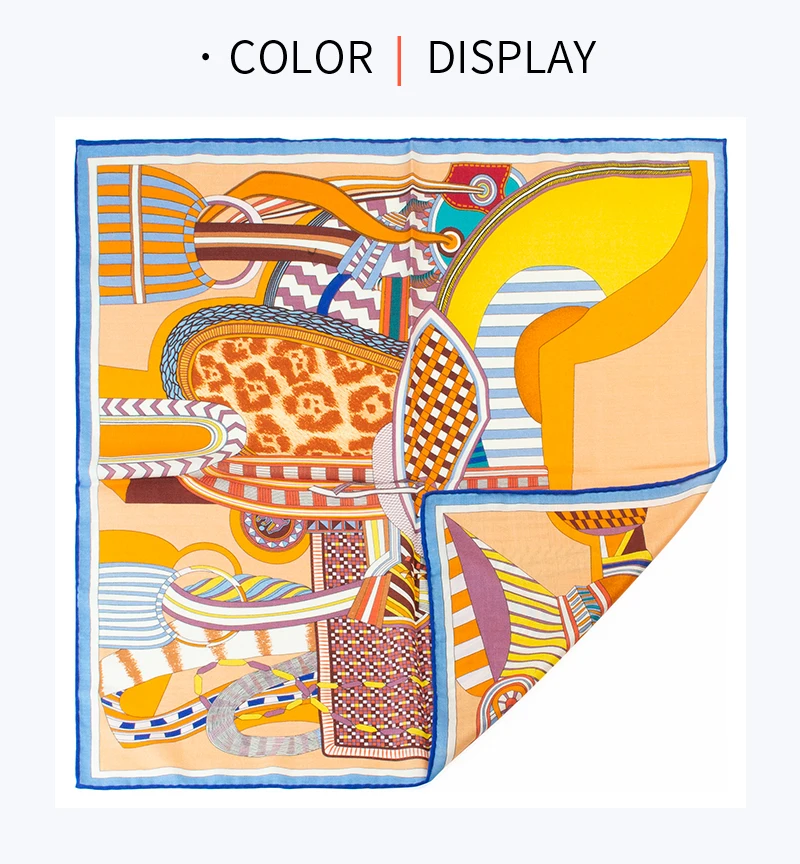 

30% Silk 70% Wool Square Scarf 65*65cm Luxury Geometric Art Print Warm Winter Neck Wrap For Women