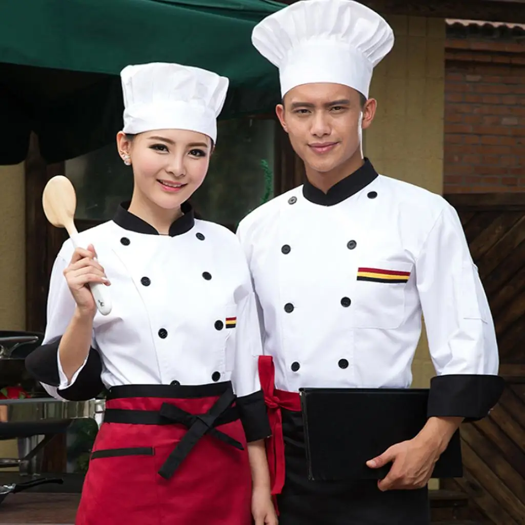 Unisex Long Sleeve Chef Coat with Long Sleeves for Men Women White Color