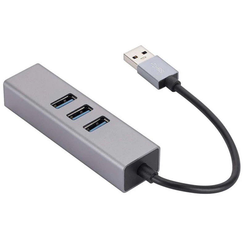 การ์ดเครือข่ายกิกะบิต USB อะลูมิเนียมอัลลอยใหม่3พอร์ตฮับ3.0 USB เพื่อ RJ45การ์ดเครือข่ายกิกะบิตอะแดปเตอร์อีเธอร์เน็ต