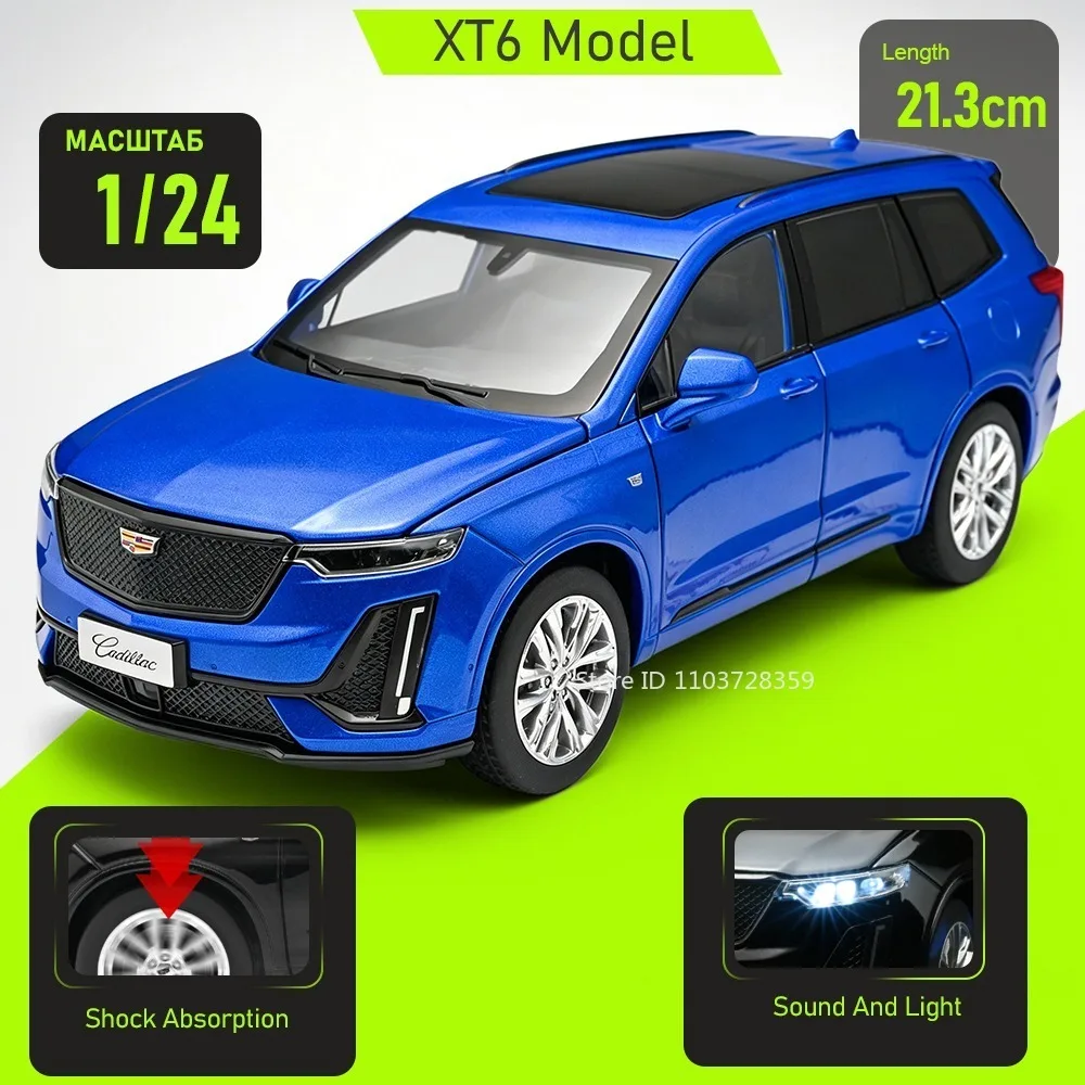 

1:24 XT6 Range Rover Miniature Model Toy Cars Metal Diecast Front Wheel Steering Pull Back Doors Opened Sound Light Kids Gifts