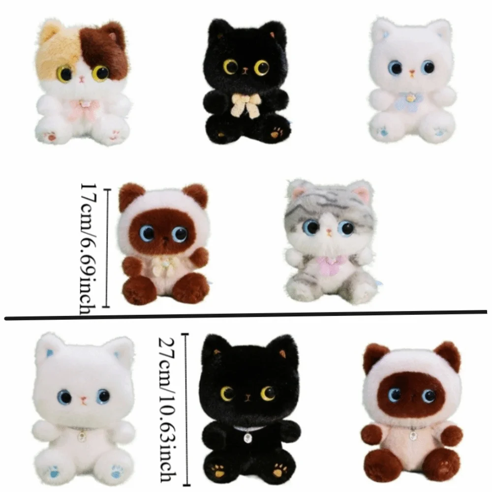 子猫人形ぬいぐるみ黒猫ぬいぐるみふわふわかわいいシャム猫人形漫画コンフォートキャットテーブル人形誕生日プレゼント