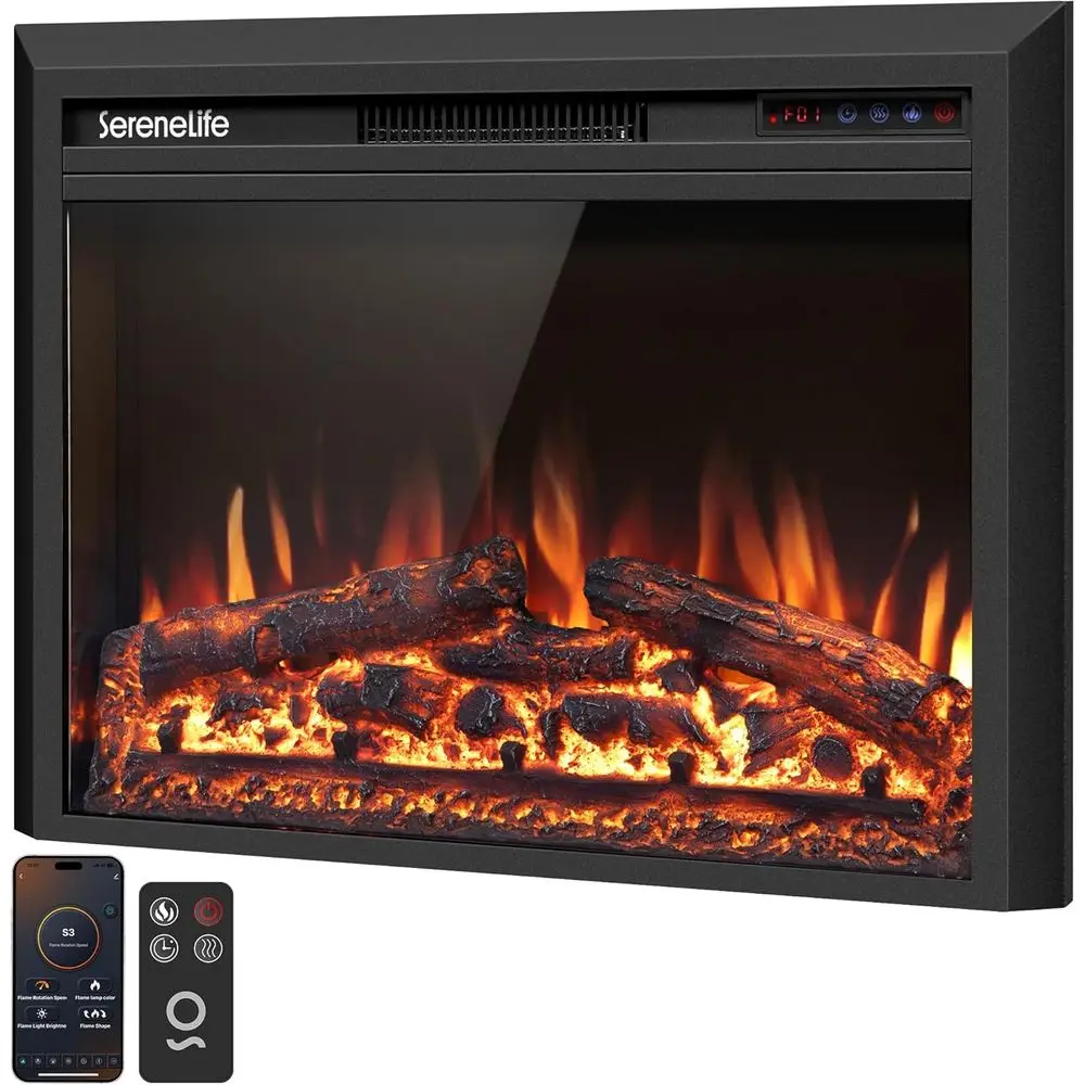 

Электрическая каминная вставка с обогревателем | Умное управление Wi-Fi через приложение и пульт дистанционного управления | Регулируемая мощность 700/1500 Вт с защитой от перегрева |