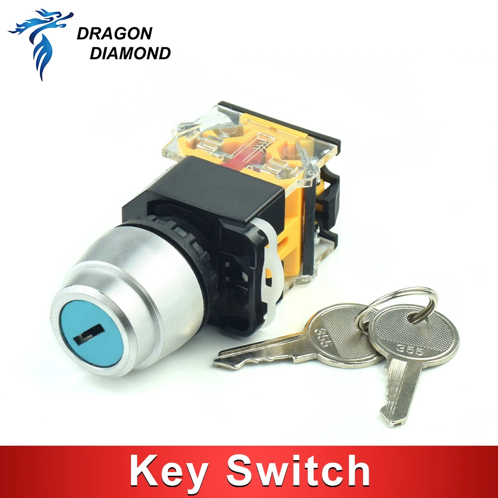 22mm Key rotary Switch LAY7 Start System Push Button for CO2 Laser Engraver & Cutting Machine