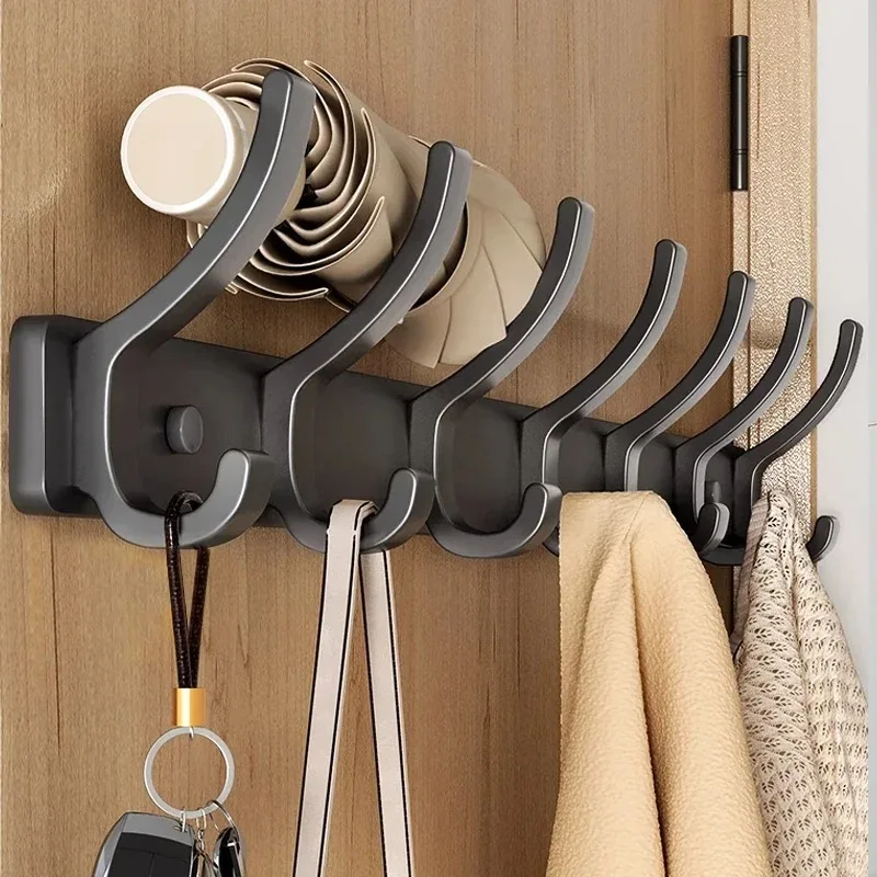 Black white Folding Robe Hooks Towel Hanger Nail Wall Rack Hooks Coat Clothes Holder for Bathroom Kitchen Accessories