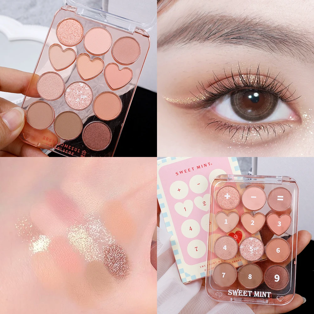 Pink Pearly Love Eyeshadow Palette Waterproof Matte Earth Color Milk Tea Glitter Eyeshadow Blusher Charming Eyes Makeup Pigments